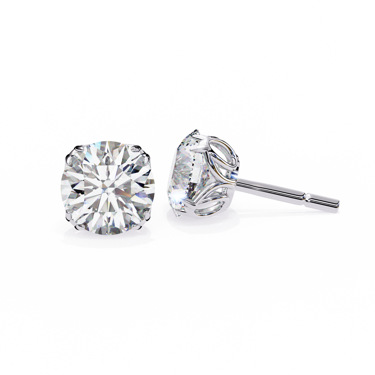 2.55ct Round Diamond 14k Gold Earrings White Gold