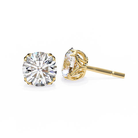 2.55ct Round Diamond 14k Gold Earrings Yellow Gold