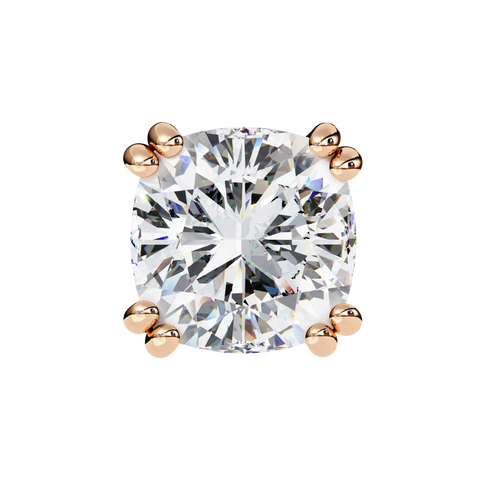 Cushion Square Diamond 14k Gold Studs Rose Gold