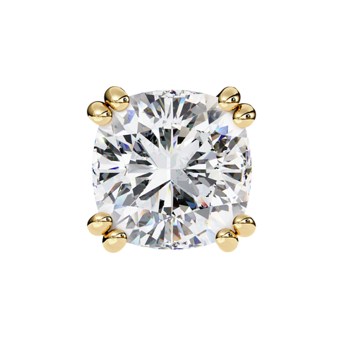 Cushion Square Diamond 14k Gold Studs Yellow Gold