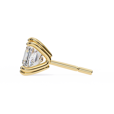 Princess Cut Diamond 14k Gold Earring Yellow Gold