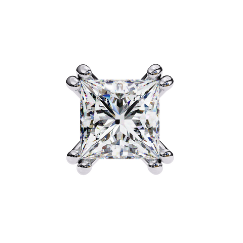 Princess Cut Diamond 14k Gold Earring White Gold