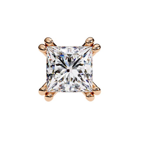 Princess Cut Diamond 14k Gold Earring Rose Gold