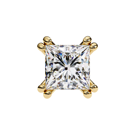 Princess Cut Diamond 14k Gold Earring Yellow Gold