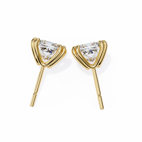 Princess Cut Diamond 14k Gold Earring Yellow Gold