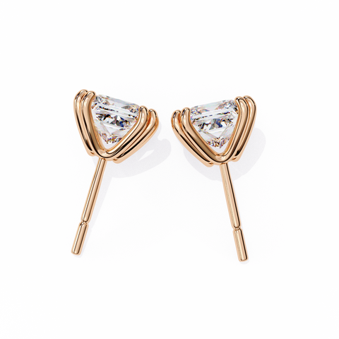 Princess Cut Diamond 14k Gold Earring Rose Gold