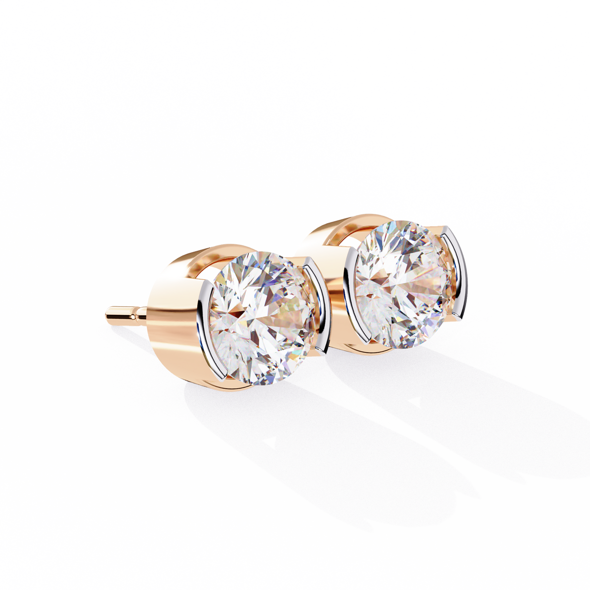 Round 2.57ct Diamond Earrings Rose Gold