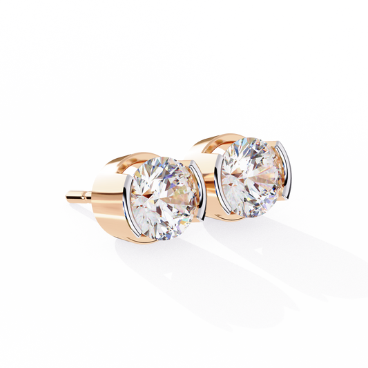 Round 2.57ct Diamond Earrings Rose Gold