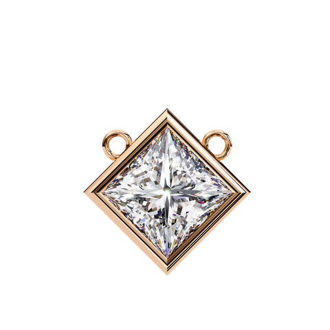 Princess Cut Diamond Solitaire Pendant Rose Gold