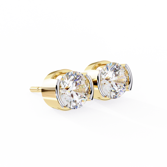 Round 2.57ct Diamond Earrings Yellow Gold