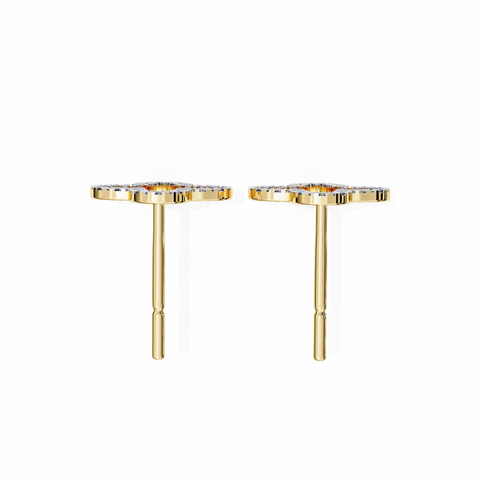 Round 0.24ct 14k Diamond Earrings Yellow Gold