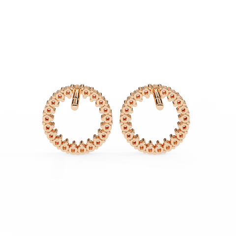 Circle 14k Gold Diamond Earring Rose Gold