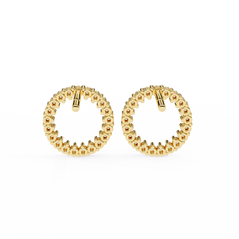 Circle 14k Gold Diamond Earring Yellow Gold