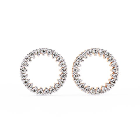 Circle 14k Gold Diamond Earring Rose Gold