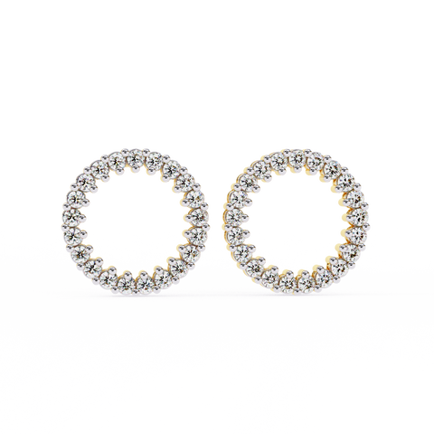 Circle 14k Gold Diamond Earring Yellow Gold