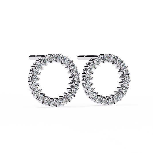 Circle 14k Gold Diamond Earring White Gold