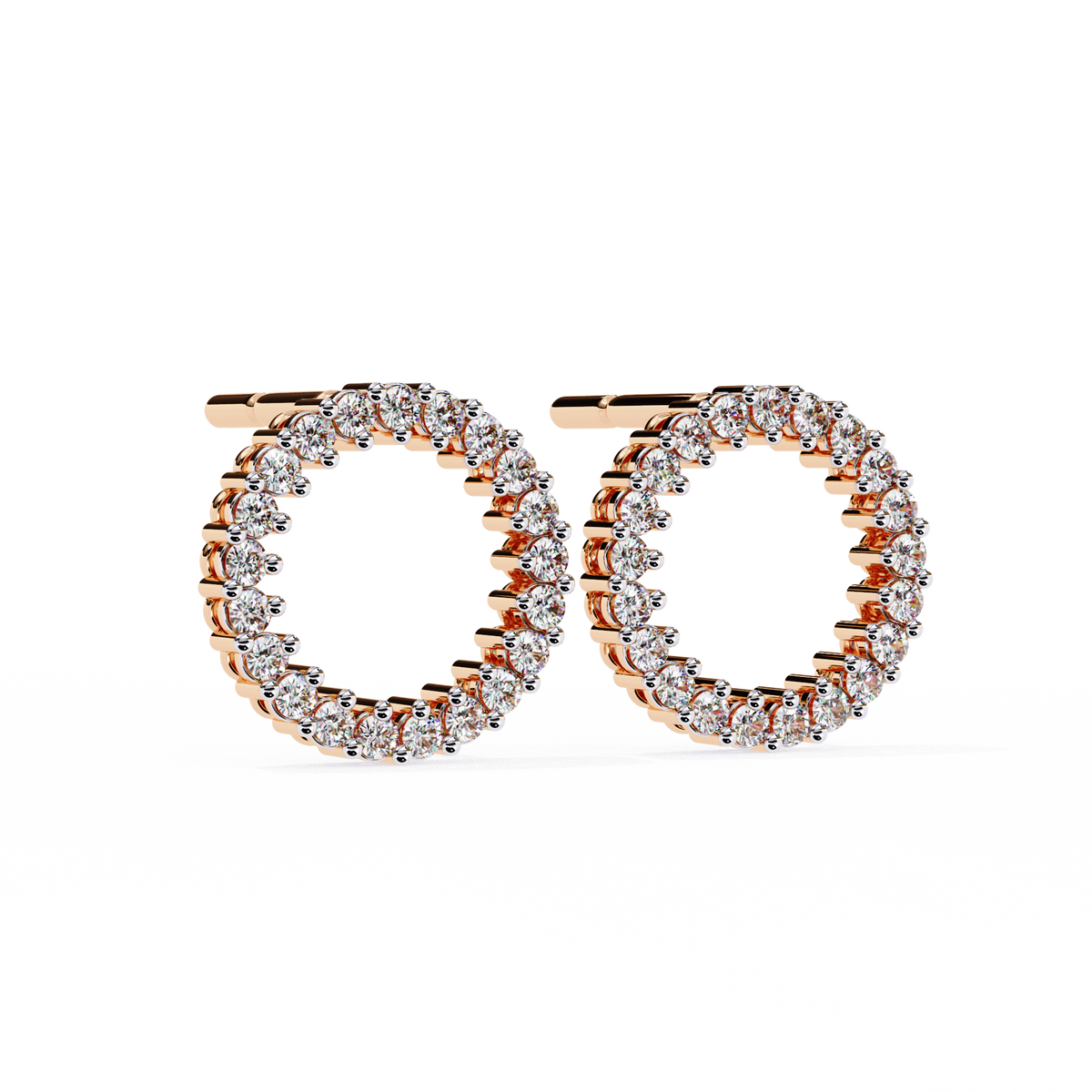 Circle 14k Gold Diamond Earring Rose Gold