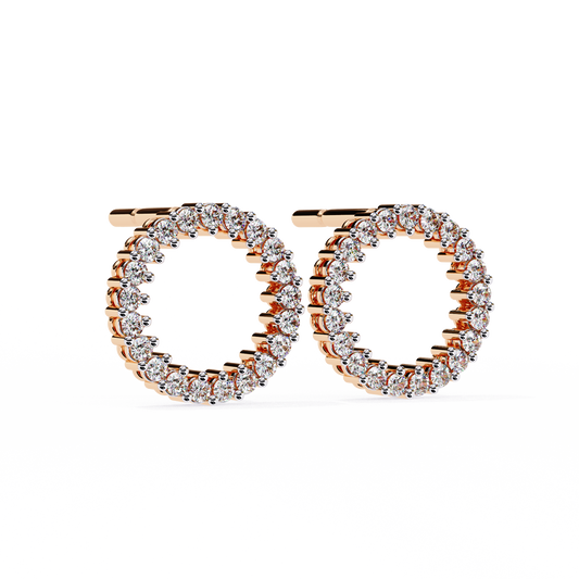 Circle 14k Gold Diamond Earring Rose Gold