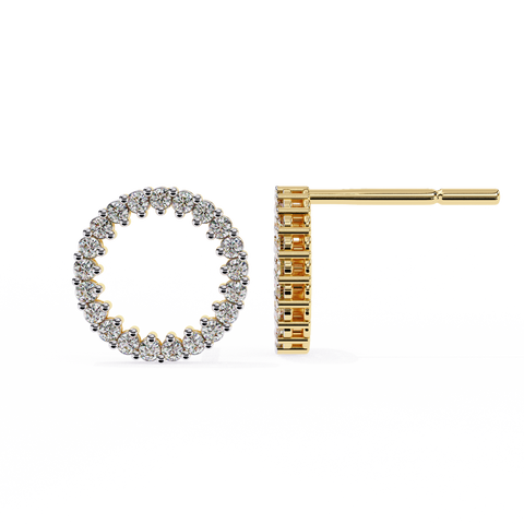 Circle 14k Gold Diamond Earring Yellow Gold