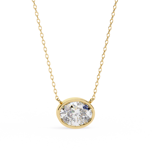 Oval 0.76 White Diamond Pendant Rose Gold