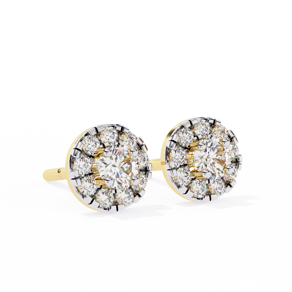 Round White 0.26ct Diamond Earrings Yellow Gold