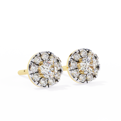 Round White 0.26ct Diamond Earrings Yellow Gold