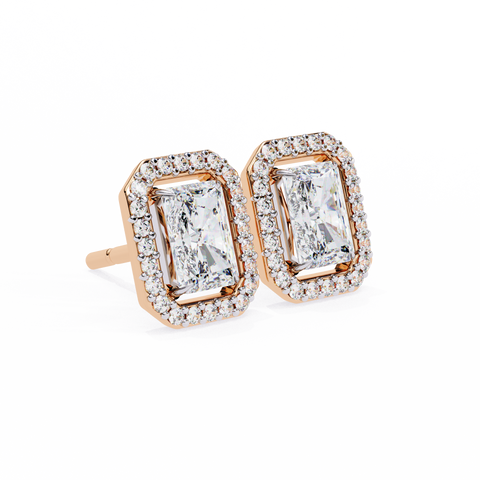 Radiant 14k Gold Diamond Earrings Rose Gold