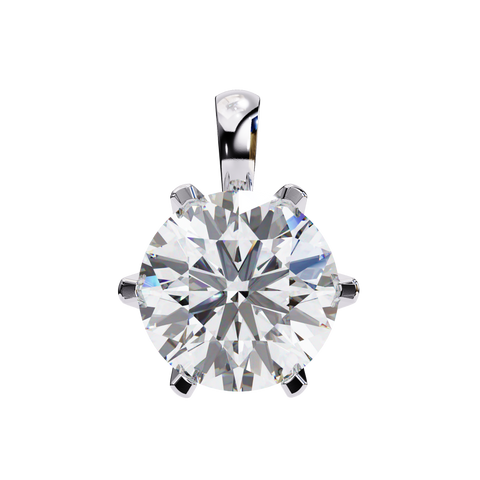6 Round Cut Diamond Pendant White Gold