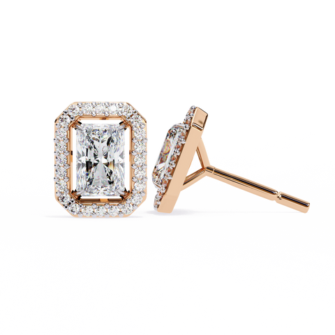 Radiant 14k Gold Diamond Earrings Rose Gold