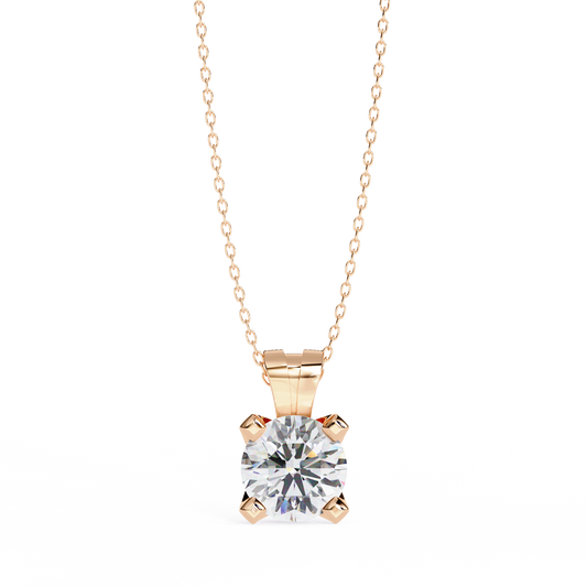 Round Cut 2.18ct 14k Pendant Rose Gold