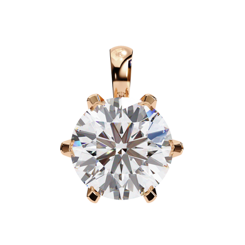 6 Round Cut Diamond Pendant Rose Gold