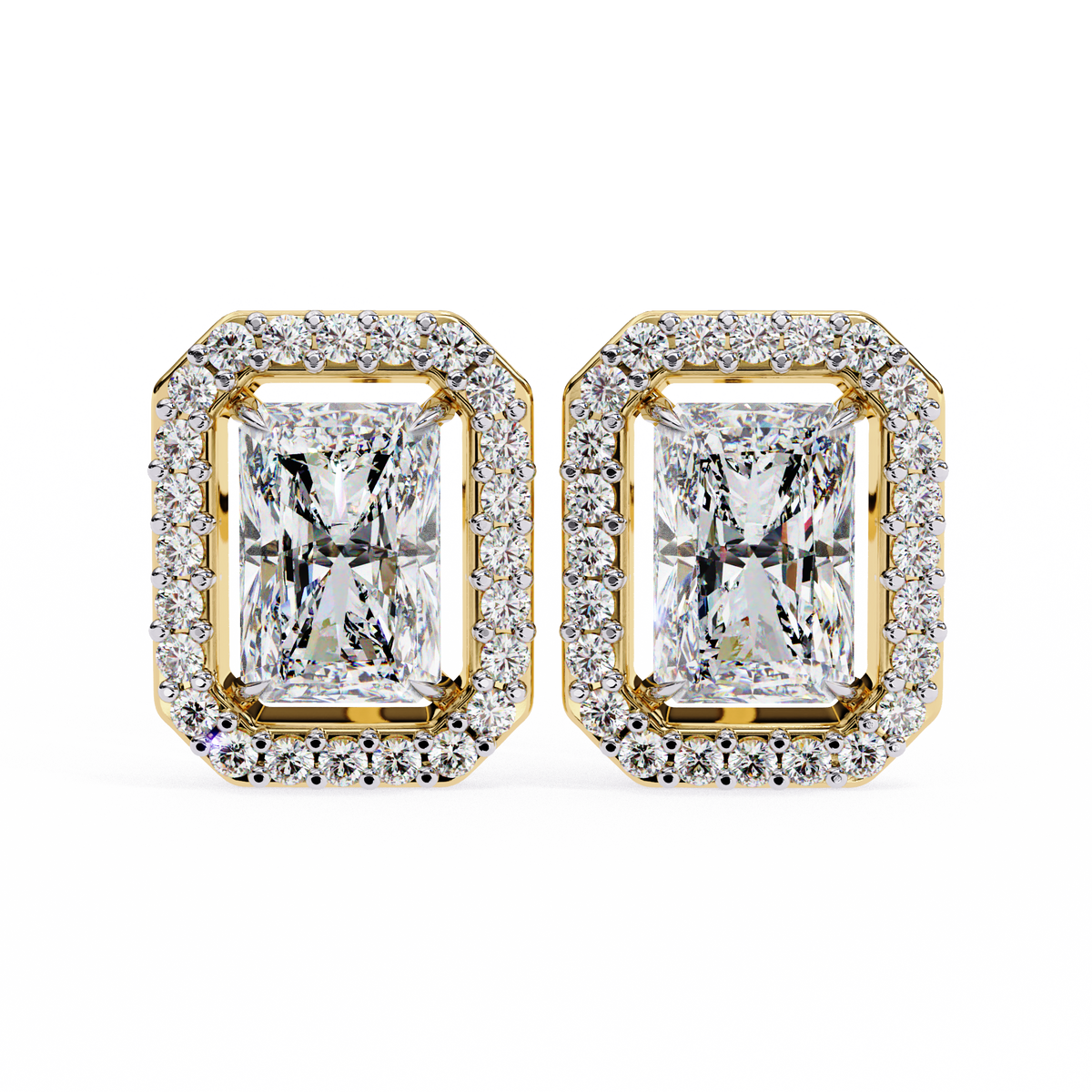 Radiant 14k Gold Diamond Earrings Yellow Gold