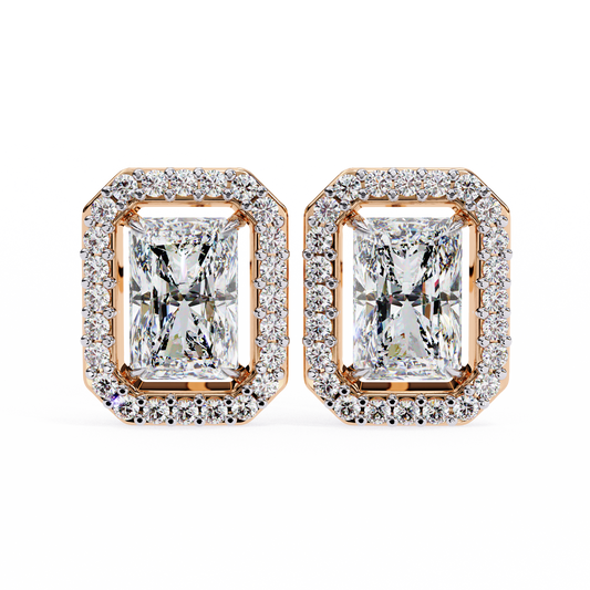 Radiant 14k Gold Diamond Earrings Rose Gold