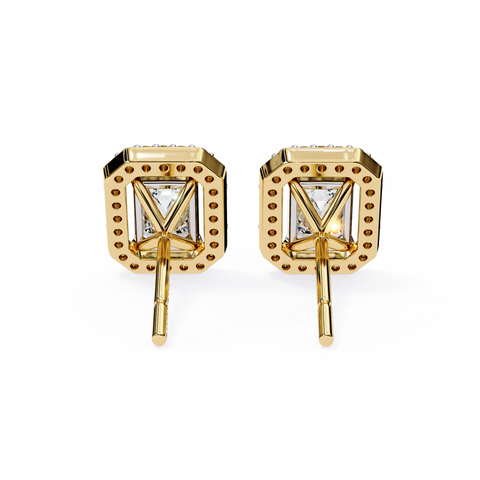 Emerald 0.85 Round Diamond Earrings Yellow Gold