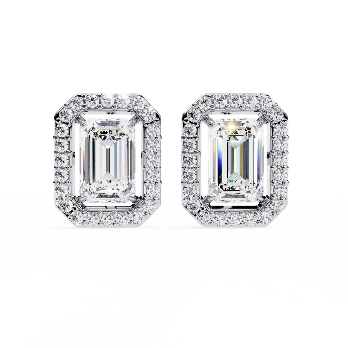 Party Wear Halo Design Emerald Diamond Earring