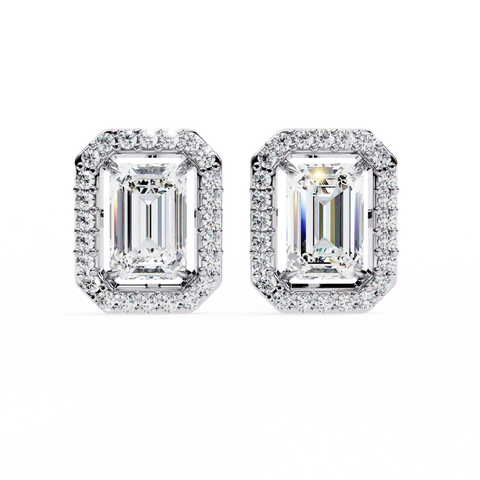 Emerald 0.85 Round Diamond Earrings White Gold