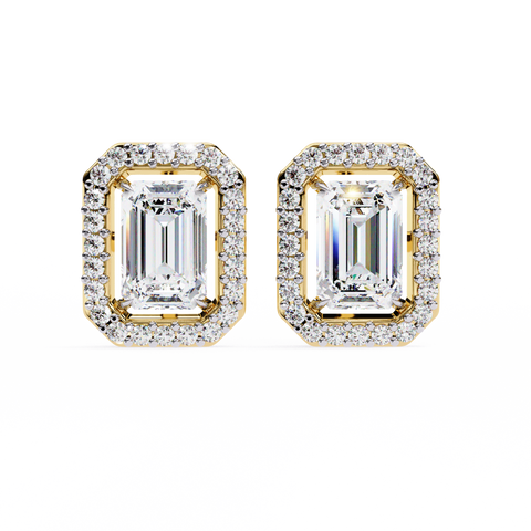 Emerald 0.85 Round Diamond Earrings Yellow Gold