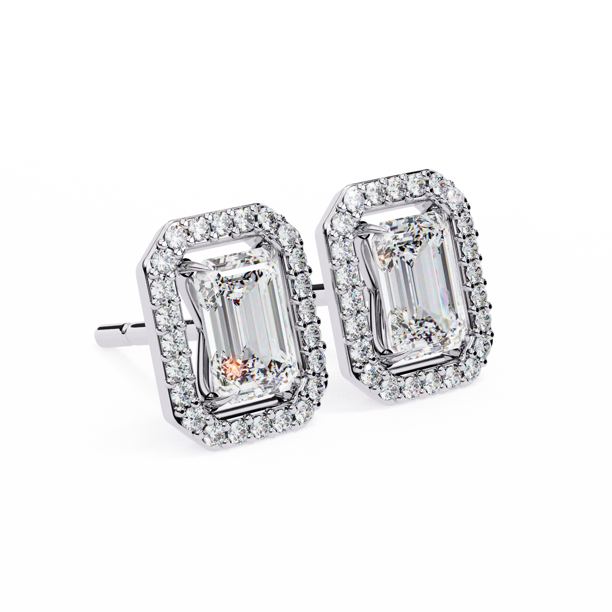 Emerald 0.85 Round Diamond Earrings White Gold