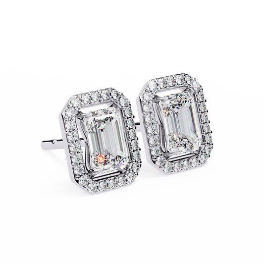 Emerald 0.85 Round Diamond Earrings White Gold