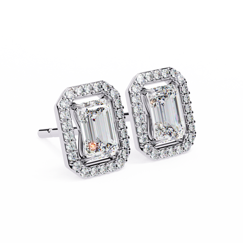 Emerald 0.85 Round Diamond Earrings White Gold