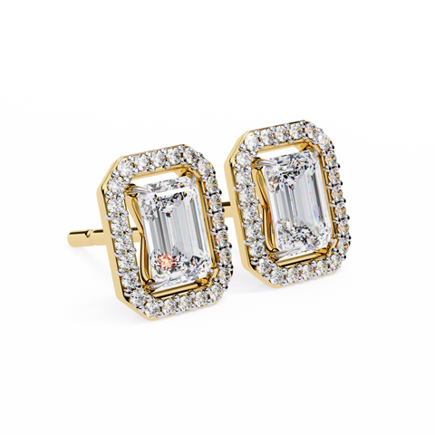 Emerald 0.85 Round Diamond Earrings Yellow Gold