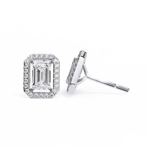 Emerald 0.85 Round Diamond Earrings White Gold