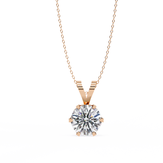 Round Cut 0.82ct Diamond Pendant Rose Gold