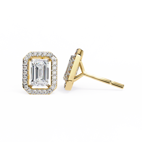 Emerald 0.85 Round Diamond Earrings Yellow Gold