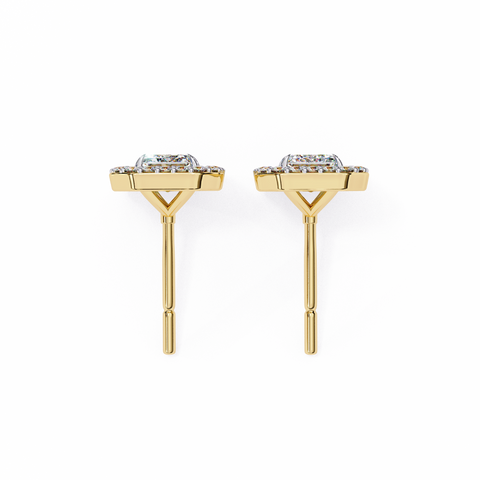 Emerald 0.85 Round Diamond Earrings Yellow Gold