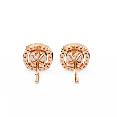 Cushion Square 14k Gold Diamond Earring Rose Gold