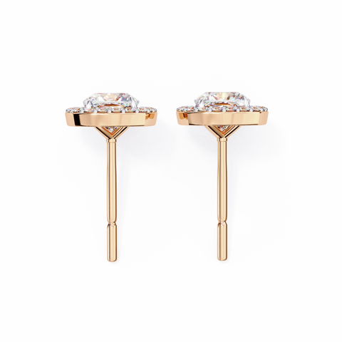 Cushion Square 14k Gold Diamond Earring Rose Gold