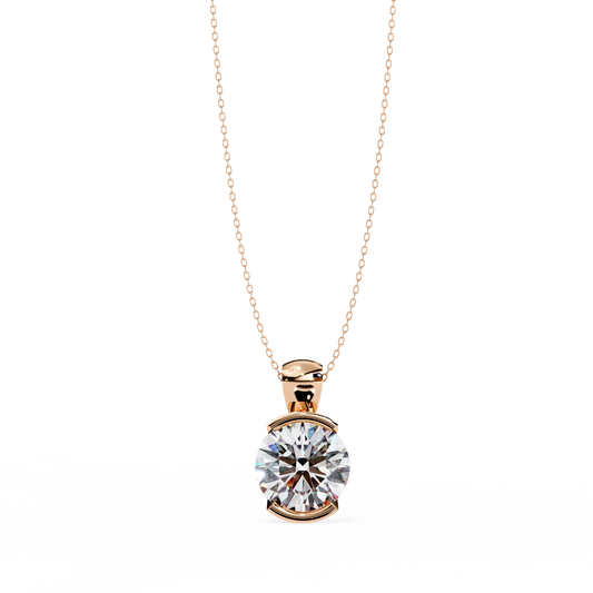 Round Cut 2.22ct 14k Gold Diamond Pendant Rose Gold