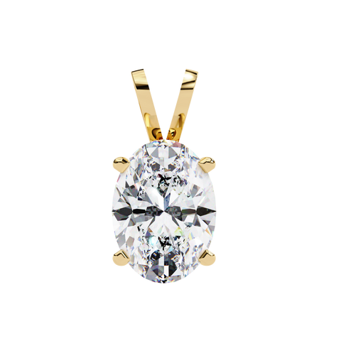 Ovel Cut 2.8ct Diamond Pendant Yellow Gold