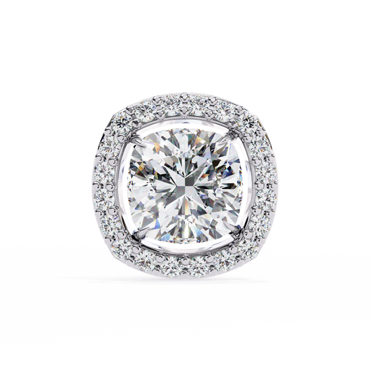 Cushion Square 14k Gold Diamond Earring White Gold